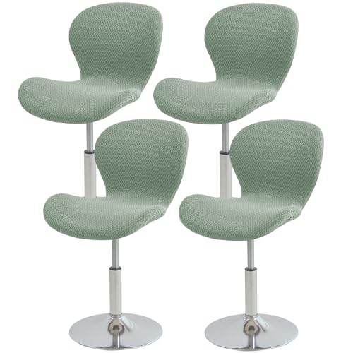 Gollense Bar Stool Covers with Backs, Set of 4 Stretch Jacquard Barstool Seat Covers, Washable Swivel Pub Counter Height Chair Slipcover Protector for Home Kitchen Cafe (T-Shaped Jacquard-Green) - color: T-shaped Jacquard-green