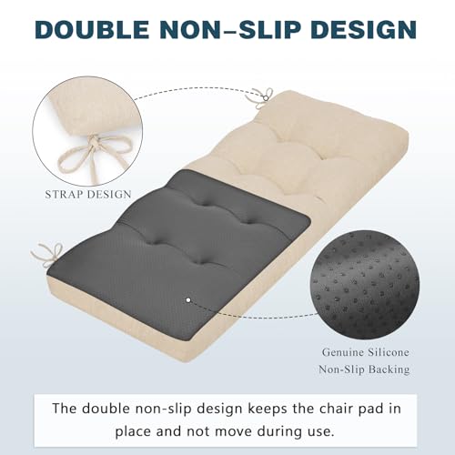 baibu 40 Inch Memory Foam Bench Cushion, Dual-Layer Patent Design Non-Slip Indoor Bench Cushion with Ties, 40x15x3Inch, Beige - color: Beige, size: 40x15x3 Inch (Pack of 1)
