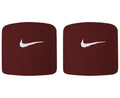 NIKE Premier Swoosh Singlewide Wristbands -Soft, Moisture-Wicking (1 Pair, 2.5" Wide) - color: Red/White