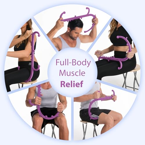 Ranarose Deep Tissue Back & Neck Massager - Back Massager Stick for Pain Relief, Muscle Knot Remover, Trigger Point Massage Tool for Full Body, Shoulders, Legs - Pressure Point Massage Tool - color: Pink Lavender