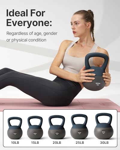 YOTTOY Soft Kettlebell, Set for Strength Training Kettlebells & Home Workouts, Soft-Sided Cushioned Base, Wide-Handle - Ideal for Men, Women, & Beginners - color: 10LB-Blue