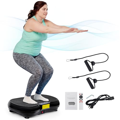 Full Body Vibration Platform Massage Machine Workout Trainer with Bluetooth Music Connection - color: Black