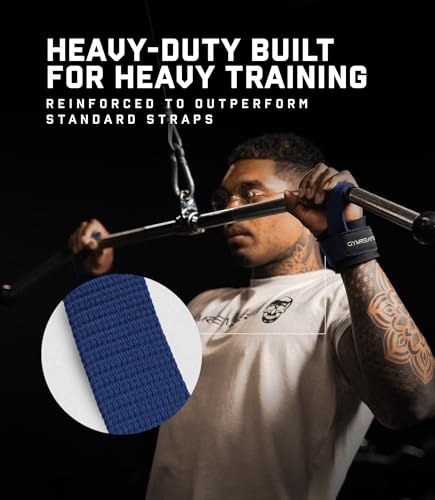 Gymreapers Weight Lifting Straps With Dowel - Wrist Straps for Weightlifting - Workout Deadlift Wrist Weights - Reinforced Stitching & Padded Fit Gym Accessories for Strength & Gym Hand Grip - color: Navy