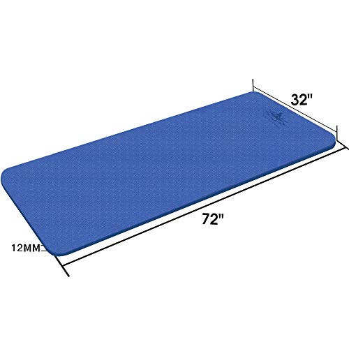 Hatha Yoga Extra Thick TPE Yoga Mat - 72"x 32" Thickness 1/2 Inch -Eco Friendly- With High Density Anti-Tear Exercise Mats For Home Gym Travel & Floor Outside - color: Blue