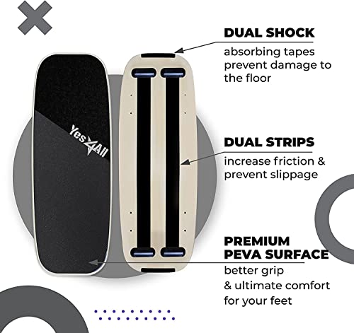 Yes4All Balance Board Sports Trainer, Surf Trainer Board With Adjustable Stoppers, Improve Core Strength and Balance Control - color: A. Gray/Black