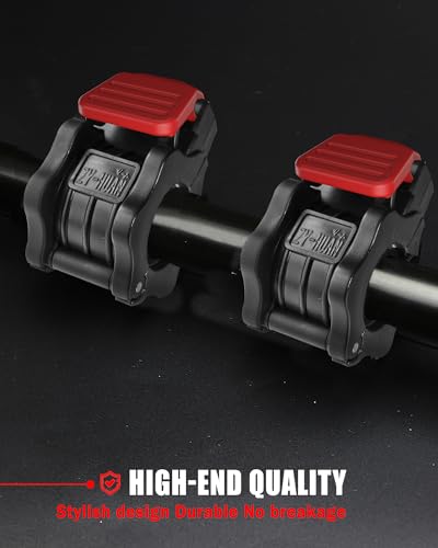 Adjustable Barbell Clips (2-Pack), Fits 0.98-1.1" Olympic & Standard Bars, Secure Locking Collars for Weight Lifting Strength Training (black+red) - color: Black+red