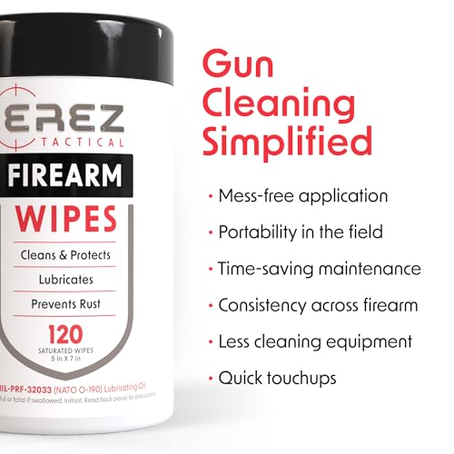 Gun Cleaning Supplies: 120 Gun Cleaning Wipes, 5"x7" CLP Gun Cleaner Lubricant - Clean, Lubricate, Protect - MIL-PRF-32033 (NATO O-190) Field & Range Gun Cleaning Cloth