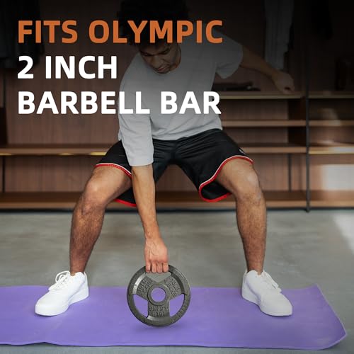 Fitvids 2 Inch Olympic Barbell Weight Plates Set, 70/120 LB Barbell Weight Set for Home Gym Strength Training, Triple-handle Design - style: 70LB Se