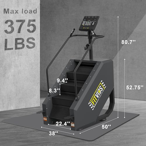 Fitvids Stair Stepper Machine, Commercial Grade Stair Climber with 15 Resistance Levels, Continuous Stair Stepping Machine for Cardio and Lower Body Workouts, LED Screen, Exercise Machine for Home Gym - color: Metal Black