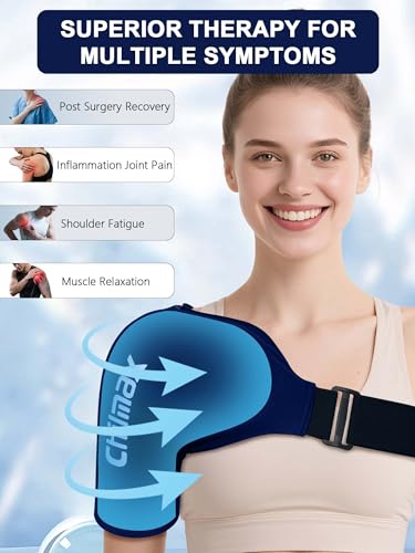 Shoulder Ice Pack Rotator Cuff & Arm Cold Therapy Wrap, Reusable Hot and Cold Gel Brace Sleeve for Shoulder Injuries, Surgery Recovery, Pain Relief for Men & Women (Large Blue) - color: Large Blue