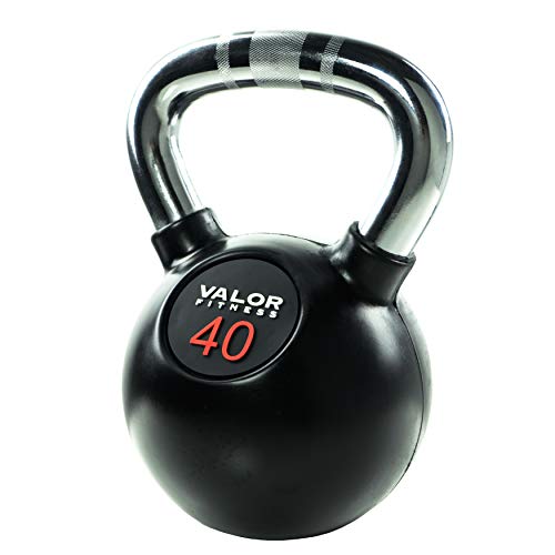 Valor Fitness Chrome Kettlebells – Solid Cast Iron Kettlebell with Chrome Finish, Strength Training Weight for Swings, Squats, Cleans & Home Gym Workouts - size: 40.0 Pounds