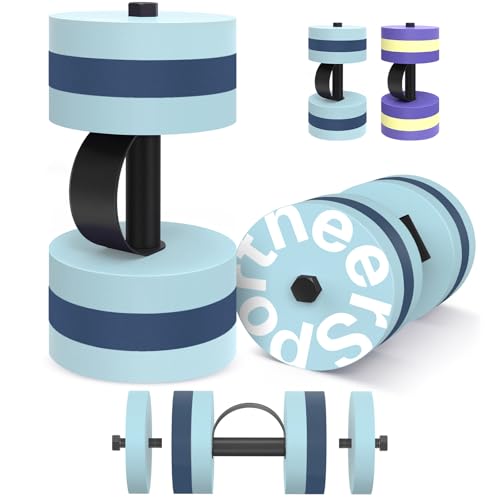 Sportneer Adjustable Resistance Water Weights: Pool Exercise Dumbbell Set of 2 EVA Foam Pool Weights with Handle Strip Aquatic Exercise Equipment for Water Aerobics - color: Blue