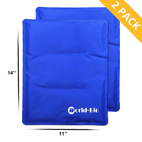WORLD-BIO 2Packs Flexible Large Ice Pack for Injuries, Large Cold Compress | 11*14"Larege Size, Large Hot Cold Compress Pad, Long Lasting Cold Pack,Targeted Pain Relief, Speeds Up Post-Workout Recovery - size: 2 Count 11" x 14"