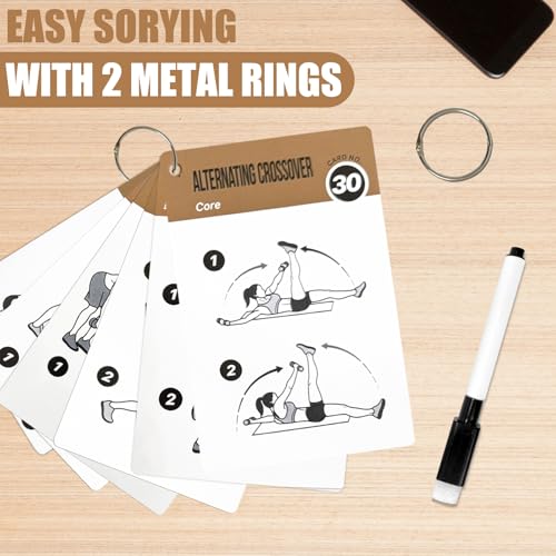 Dumbbell Cards for Women & Men-50 Dumbbell Workout Cards，Includes 2 Rings& Dry-Erase for Easy Organization-Home, Gym or Studio (Dumbbell) - color: Dumbbell