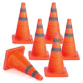 BATTIFE [6 Pack] 18 Inch Collapsible Traffic Safety Orange Cones, Multi Purpose Pop-up Cones and Reflective Collar, for Road Parking, Driving Practice - size: 18inch