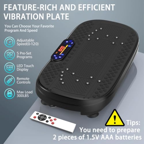 Vibration Plate Exercise Machine,Vibrating Plate for Lymphatic Drainage,Shake Plate for Weight Loss,Full Body Vibration Platform Machines for Women Men Exercise - color: Black