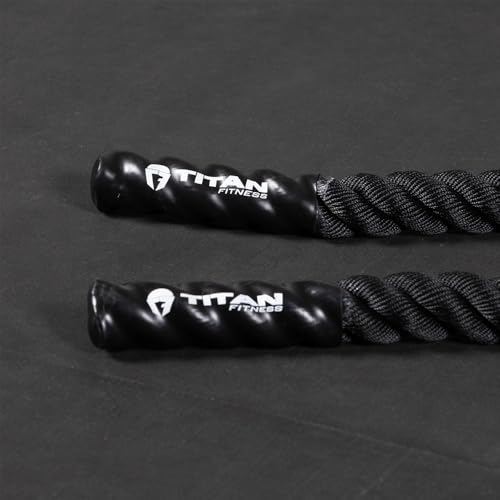 Titan Fitness Battle Rope 40ft x 2in, Poly Dacron Heavy Rope for Home Gym Conditioning Workouts, Cross-Train, Strength Training Exercises