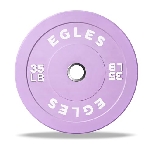 EGLES Vibrant Colorful Olympic Weight Plates, Rubber Barbell Plates, 2-inch Standard Virgin Rubber Bumper Plate 10 15 25 35 45LB for Home Gym Weightlifting, Strength Training, Fit Workouts