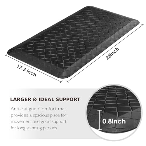 HappyTrends Kitchen Floor Mat - 4/5 Inch Thick Anti-Fatigue Kitchen Rug,Waterproof Non-Slip Kitchen Mats and Rugs Heavy Duty Ergonomic Comfort Rug for Kitchen,Office,Sink,Laundry,(17.3" x 28", Black) - color: Black, size: 28"L x 17.3"W x 0.8"Th