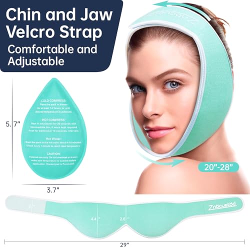 ZNÖCUETÖD Wisdom Teeth Ice Pack Face Head Wrap for Wisdom Teeth Removal Toothache Pain Relief, TMJ, Jaw Ice for Face Oral Surgery, Dental Implant with 4 Reusable Hot Cold Gel Packs (Mint Green) - color: Mint Green