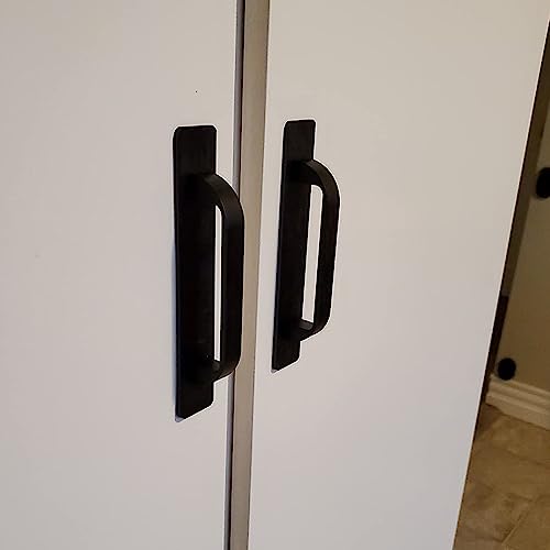 12 Pack 5 Inch 128 mm Self-Adhesive Matte Black Flat Cabinet Handles with Base Plate Aluminum Cabinet Pulls for Sliding Door Charcuterie Board Black Drawer Handles Drill&Punch Free - color: FlatBlack 3M, size: 5 Inch