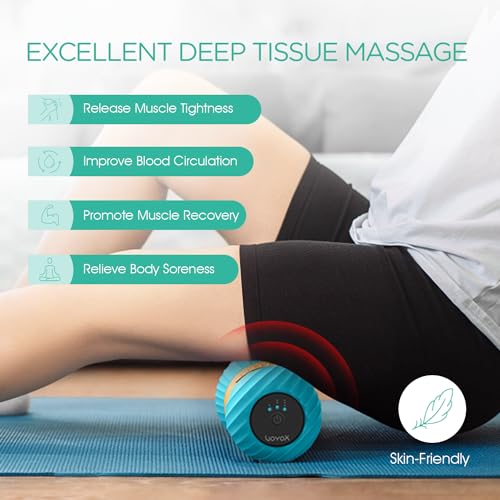 VOYOR-HEALTH Vibrating Peanut Massage Ball Roller, Electric Double Lacrosse Massage Ball with 4 Intensities for Muscle Pain Relief, Rechargeable Deep Tissue Massage, Yoga Sports Fitness MB300 (Blue) - color: Blue