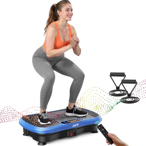 AXV Vibration Plate Fitness Platform Exercise Machine Vibrating Shaking Full Body Shaker Workout Vibrate Stand Shake Board Sport for Weight Loss Fat Burner for Gym Home Office - color: SLIM.BLUE