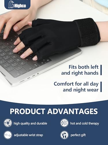 highco 2 Pack Ice Gloves for Arthritis Hands Pain Relief, Adjustable Hand Ice Pack for Hot & Cold Therapy, Reusable Gel Compression Finger Wrist Ice Pack for Tendinitis, Carpal Tunnel,Swelling - size: L(2PCS)