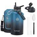 64 oz Insulated Water Bottle with Carrier Bag, Half Gallon Stainless Steel Water Bottle Keep Cold 48Hrs, Vacuum Insulated Large Water Jug for Gym, Travel, Hiking, Indigo Black - color: Indigo/Black, size: 64 Ounces