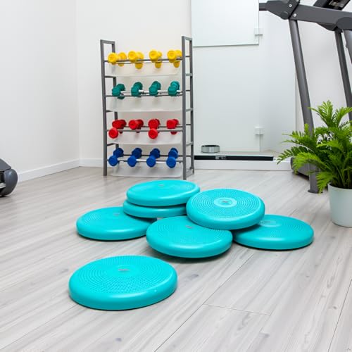 AppleRound Inflated Wobble Cushion with Hand Pump, Air Stability Board (Extra Thick), Core Balance Disc for Adults, Sensory Wiggle Seat for Kids, Flexible Seating for All Age, 13.5in / 34cm Diameter - color: Turquoise