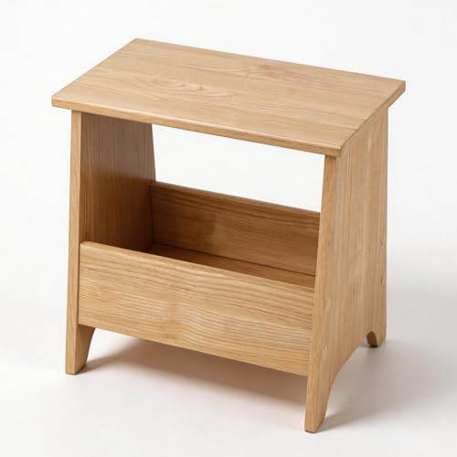 King Oasis Small Storage Stool with Flat Top, 15.7" Modern Footstool Ottoman for Living Room & Bedroom, Narrow Shoe Bench/Side Table for Entryway, Bathroom, Bedroom and Small Spaces, Light Oak Low - color: Light Oak Low