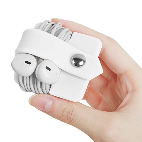 Silicone Earphone Organizer Earphone Wrap Winder Headphone Cord Organizer Wrap Winder Manager/Cable Winder(White, 1 Piece) - color: White