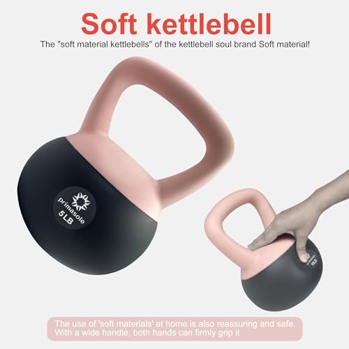 Primasole Soft Kettlebell - Anti-Slip Grip, Neoprene Material, Light Gray or Light Blue, Home Workout Kettlebell Weights for Strength Training