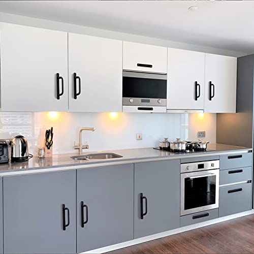 12 Pack 7 1/2 Inch 192 mm Matte Black Cabinet Handles with Base Plate Aluminum Cabinet Pulls Drawer Pulls Sliding Door Pulls - color: RoundBlack, size: 7 1/2 Inch