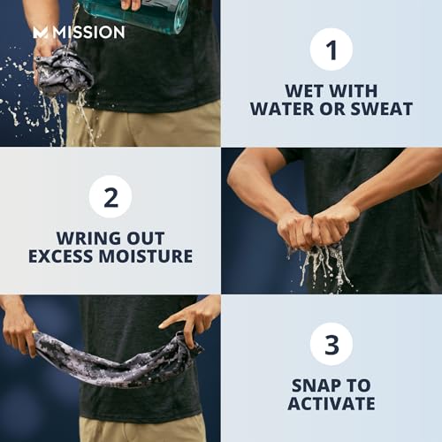 MISSION Max Plus Cooling Towel- Soft, Durable Microfiber - Cools Up to 3 Hours - UPF 50 Sun Protection - Machine Washable - color: Blue Bell