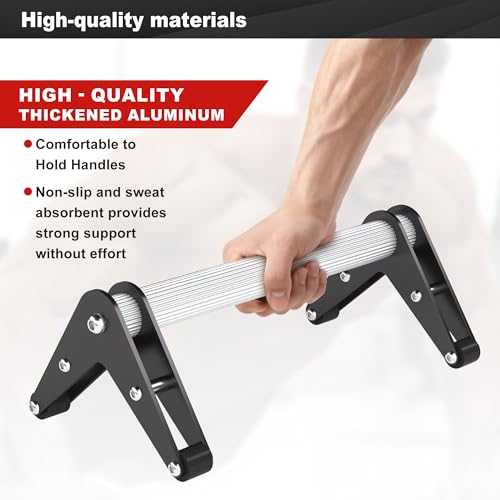 Aluminum Push Up Bars, 12.7 Inch, 500 lb Capacity, Black | Aluminum grips, stainless steel A-frame base, non-slip pads, 500 lb capacity, and extended 12.7 inch set of 2.