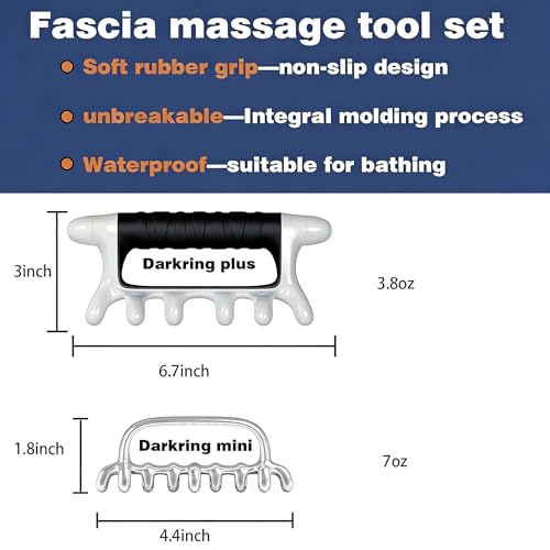 DARKRING Stainless Steel & Engineering Plastic Facial Massage Tool Set - Pressure Point Blaster for Tissue & Fascia, Trigger Point Massage Tool (Black)