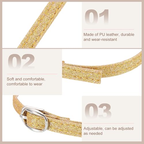 uxcell Replacement Ankle Strap for Heels Detachable Shoe Straps PU Leather Shoe Band - color: Frosted Gold