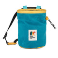 Oso Supply Co - Waxed Canvas Chalk Bag - Zipper Pocket & Mesh Pouch for Bouldering, Rock Climbing, Gym, Weightlifting – Water-Resistant, Adjustable Belt, Wide Opening - color: Blue / Gold