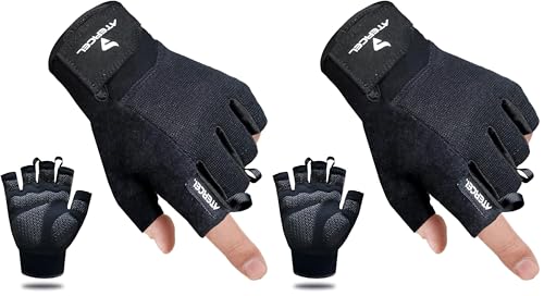 ATERCEL Workout Gloves for Men and Women, Exercise Gloves for Weight Lifting, Cycling, Gym, Training, Breathable and Snug fit - color: Black, size: Small (Pack of 2)