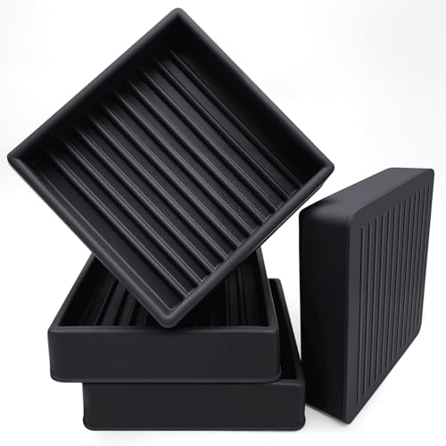 xxxHOLIC Heavy Duty Non Slip Furniture Pads, 2" x 2" Black Square Rubber Furniture Cups (Set of 4), No Adhesive Furniture Stoppers for Hardwood Floors, Couch & Bed Anti Slide Floor Protectors - color: Black, size: 2"*2"Square