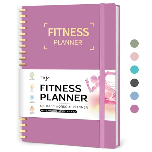 Fitness Workout Journal for Women & Men, A5(5.5" x 8.2") Workout Log Book Planner for Tracking, Progress, and Achieving Your Wellness Goals-Purple - color: j.Purple