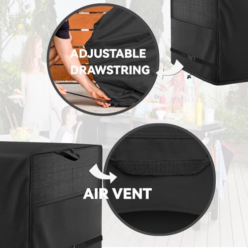 Patio Coffee Table Cover, Black, 48" L x 26" W x 18" H | Heavy Duty, Waterproof, for Outdoor Rectangular Coffee Table - color: Black, size: 48"x 26"x 18"