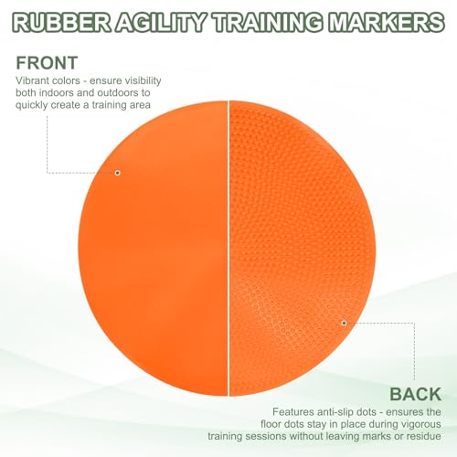 Spot Markers, Poly Spot Marker for Agility Training Floor Dots Non Slip Flat Field Cones - color: Orange, size: 15 cm/5.9inch