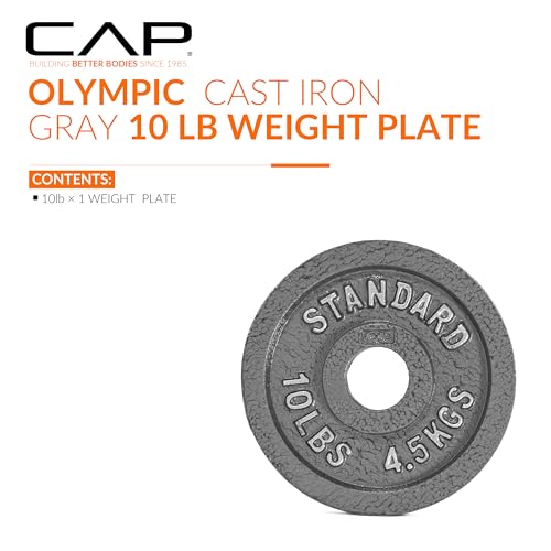 CAP Barbell 2-Inch Olympic Weight Plate | Multiple Options - size: 10 lb - Single, style: Classic - Grey
