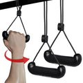 GD Fly Grip Pull Up Handles LAT Pull Down Attachments Nuetral Grip Cable | Nuetral grip Pull up bar, T-bar row Handle, 90 angle rotating, Barbell, Deadlift, Cable attachment, d handle tricep rope - color: Black Grip(Black strap)