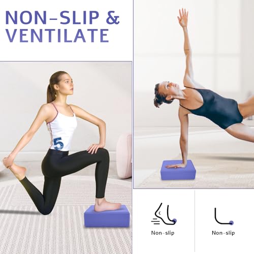Yoga Blocks 2 Pack, Premium Yoga Brick Foam Blocks to Improve Strength, Flexibility & Balance, Light Weight - Safe and Stable Support for Yoga, Pilates, Meditation & Stretching - color: 2PACK-Purple