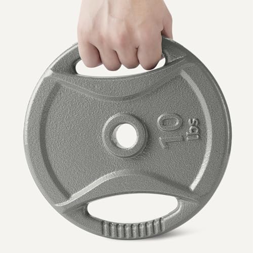 Amazon Basics 1-Inch Grip Weight Plates, Cast Iron, Strength Training, Home Gym - size: 10 lb, 4pc, 1"