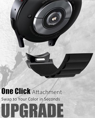 One Click Alpine Loop Bands Compatible with Samsung Galaxy Watch 7 Band/Galaxy Watch 6 4 5 FE Band 40mm 44mm/Watch 6 4 Classic 47mm 43mm 42mm 46mm/5 Pro 45mm, 20mm No Gap Nylon Sport Strap for Men - color: 7#Deep Blue