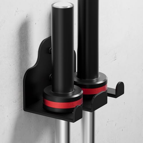 XZHXFX Barbell Wall Holder,Single Barbell wall Mount Hanger,Garage Gym Bar Wall Rack,Vertical Olympic Hanger wall Mount Rack,Space Saving Gym Accessory,Holds Under 33mm Bar Size(Black) - color: Black 2 hooks